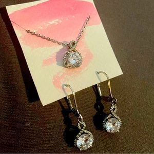 Alessandra "Vision" 18k White Gold Infinity Drop Earring & Necklace Set w/ CZs